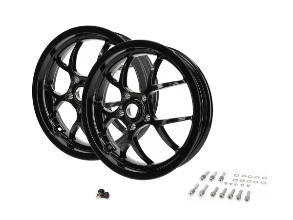 Y-5-Speichen-Felgen-Set vorne+hinten - BGM PRO SPORT - 3.00-13 Zoll - Vespa GTS/GTV/HPE 125-300 ccm - schwarz-glänzend